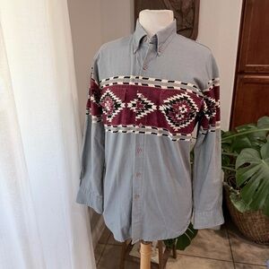 Vintage Roper Southwestern Aztec Western Shirt Made in USA Medium